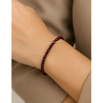 Red Garnet Bracelets - 2mm Faceted Beads (Gold)