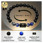 Sagittarius Bracelet (धनु राशि) - Black Obsidian & Lapis Lazuli
