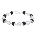 Faceted Sphatik Crystal and Karungali Bracelet (Silver Chain)