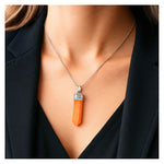 Red Aventurine Necklace - Pencil Point (Silver)