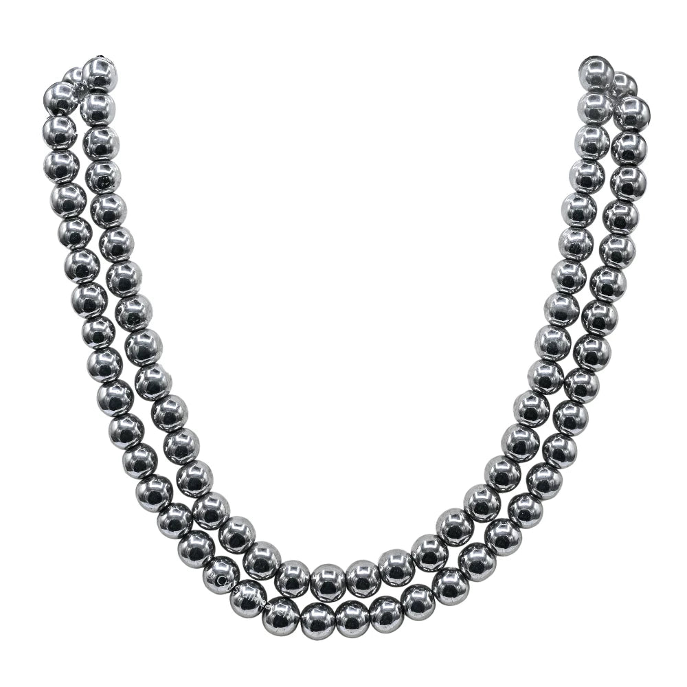 Silver Hematite Japa Mala (Without Knot)