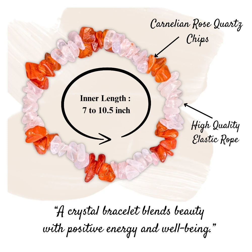 Rose Quartz & Carnelian Chips Bracelet