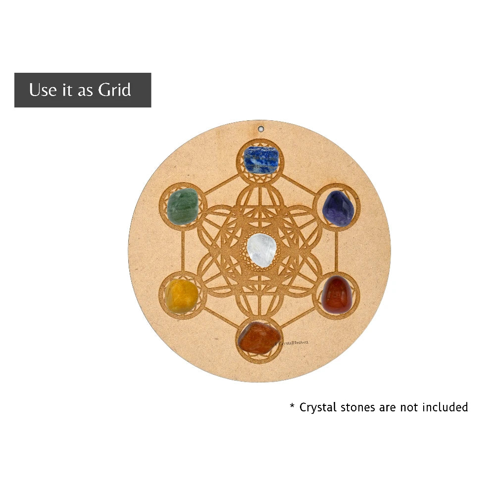 Chakra Metatron Cube Sacred Geometry Wall Art Cum Crystal Grid (6 Inch)