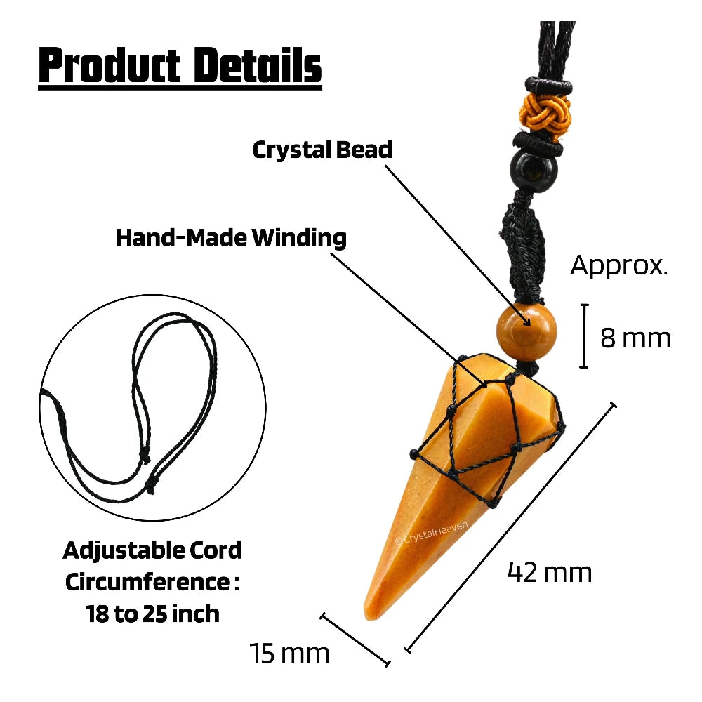 Yellow Jasper Pendulum Pendant Necklace (Macrame)