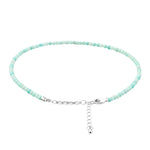 Amazonite Anklet - 2mm Faceted Beads (Silver)