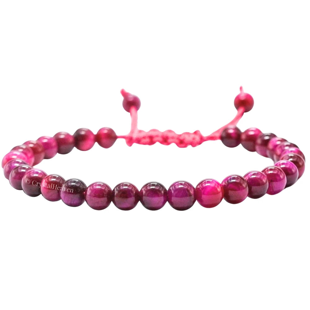 Pink Tiger Eye Healing Crystal Bracelets - 6mm Beads (Adjustable)