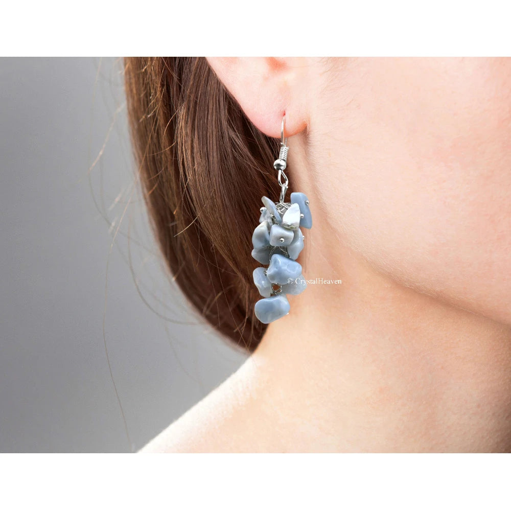 Blue Opal Crystal Earrings (Silver)