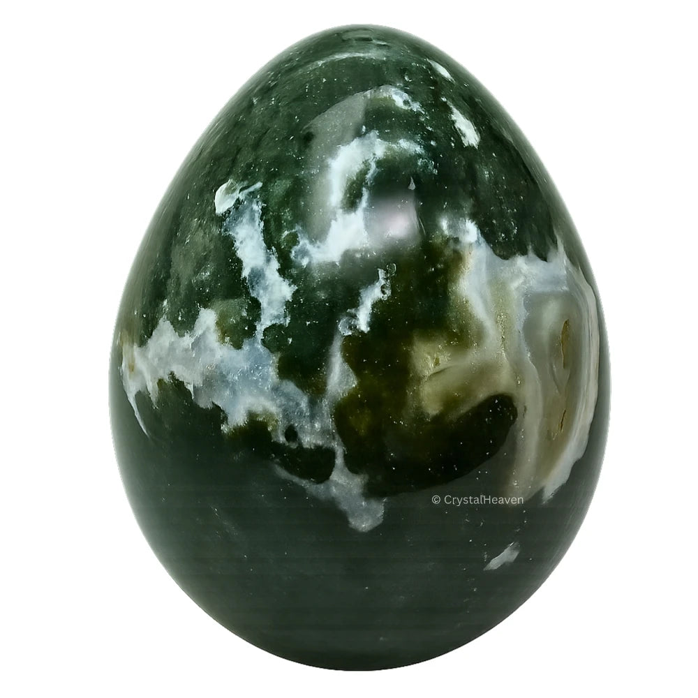 Moss Agate Crystal Egg Stone