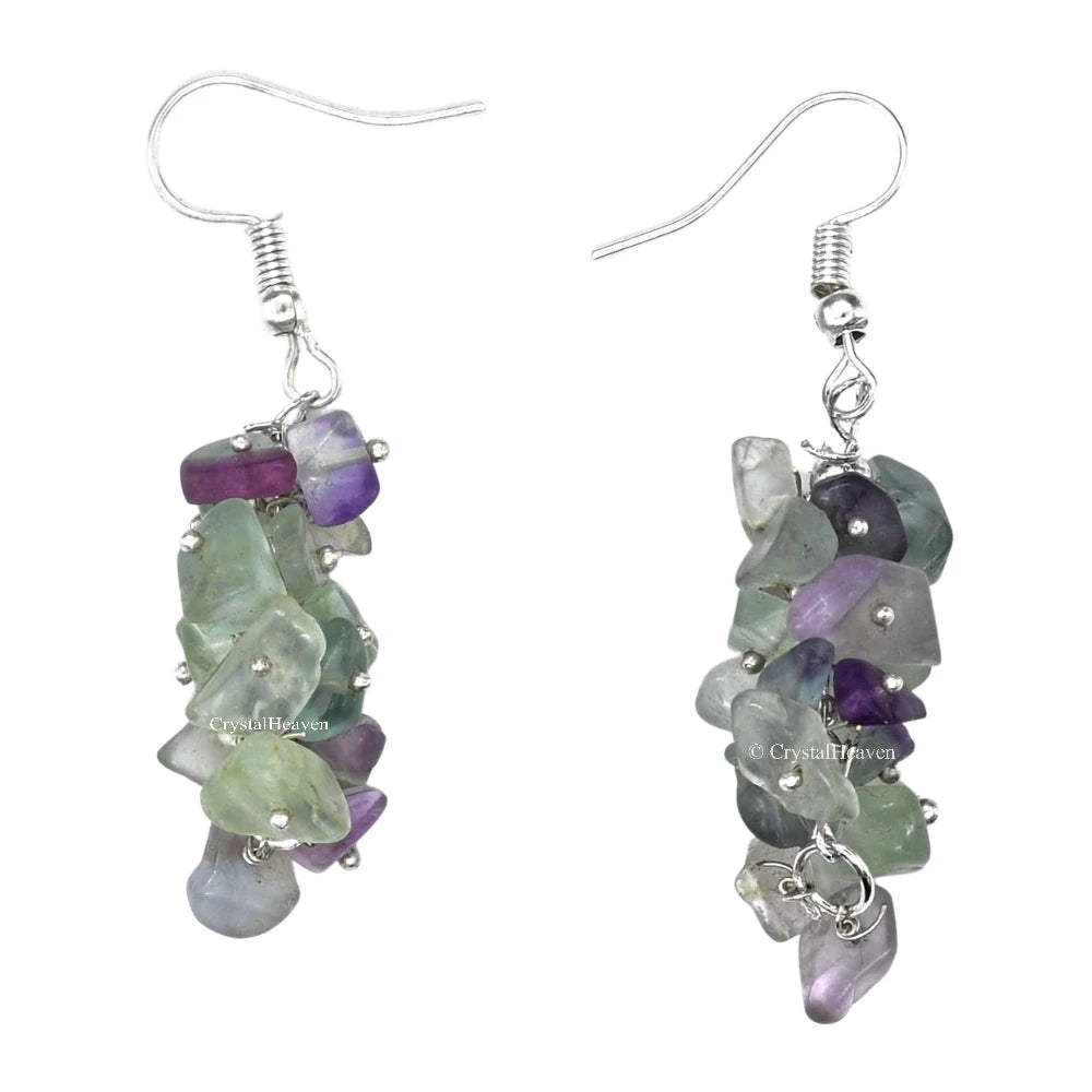 Multi Fluorite Crystal Earrings