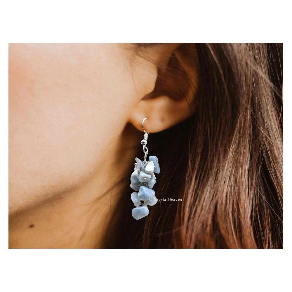 Blue Opal Crystal Earrings (Silver)