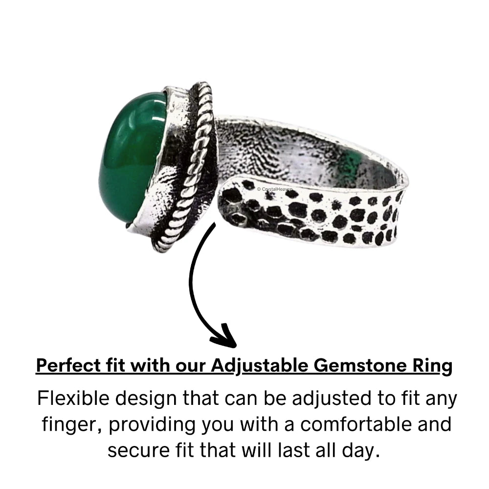 Green Aventurine Onyx Ring (Silver/Oval)