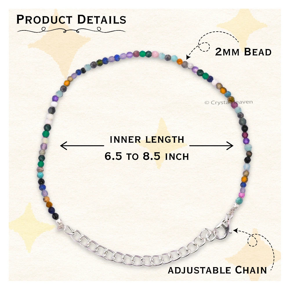 Mix Disco Bracelets - 2mm Faceted Beads (Silver)