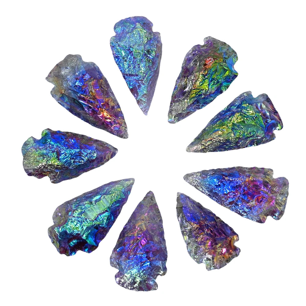 Amethyst Angel aura Quartz Arrowhead - 1" to 1.5" (5 Pieces)