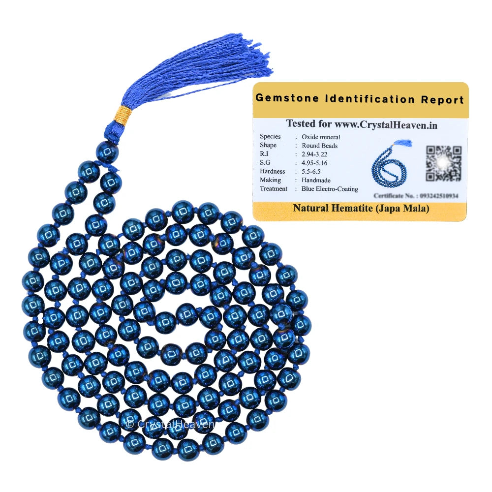 Blue Hematite Japa Mala (Hand Knotted)