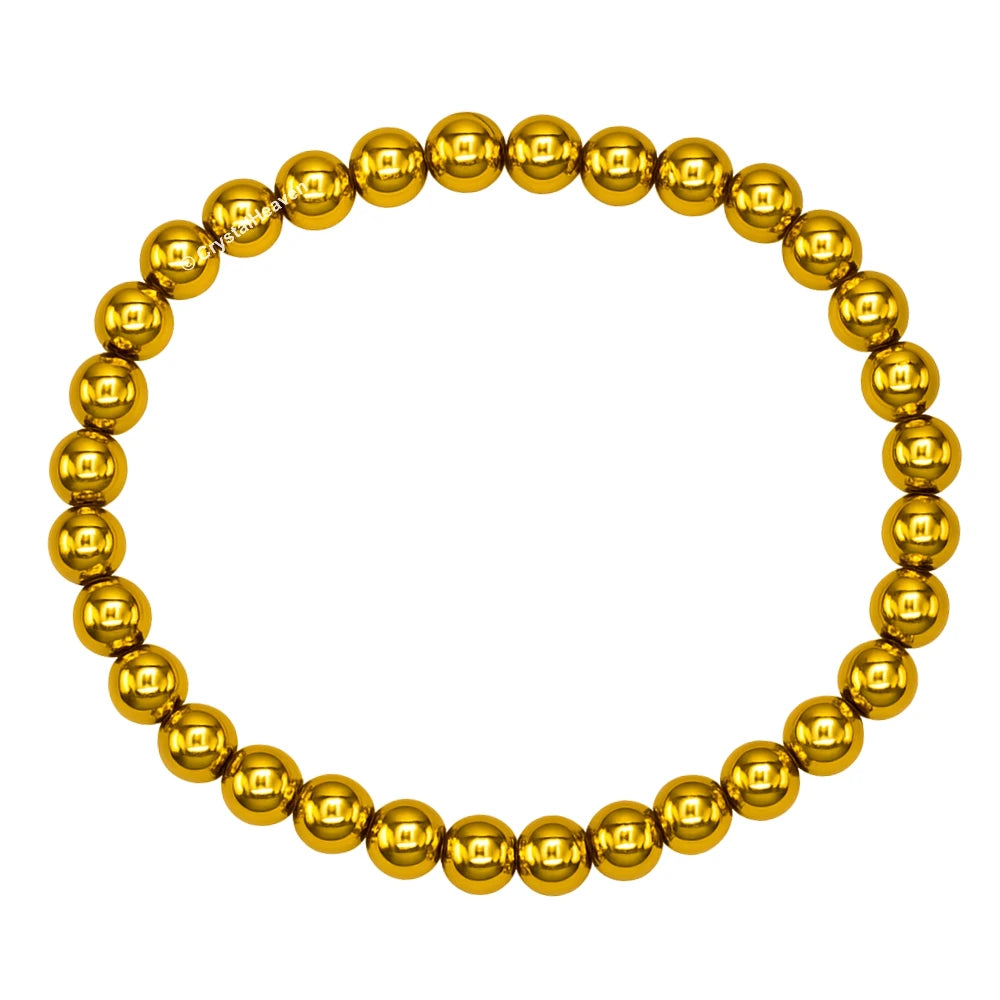 Golden Hematite Healing Crystal Bracelets - 6mm Beads