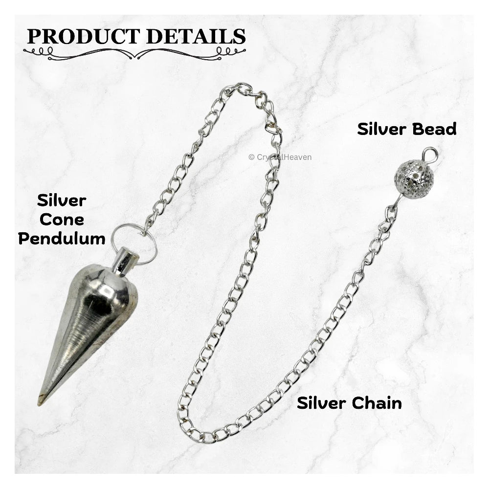 Metal Brass Pendulum - Silver Cone (MP34)
