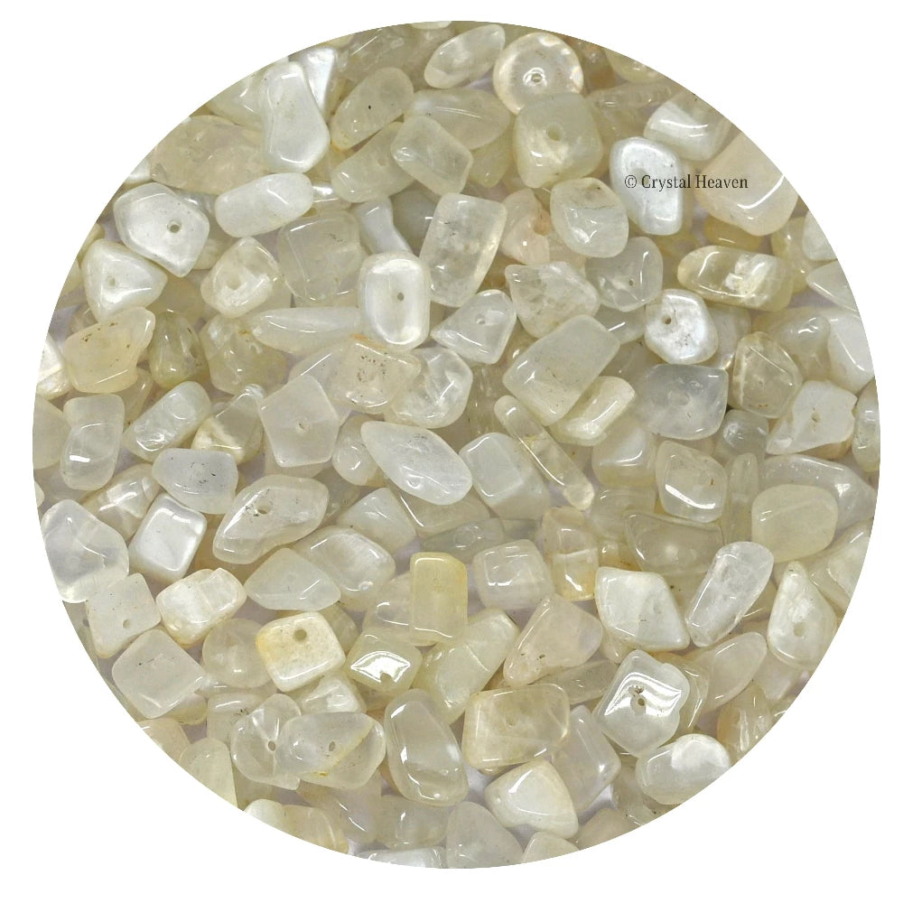 White Moonstone Chips - Pre Drilled