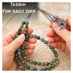 African Bloodstone Crystal Tasbih (Silver)
