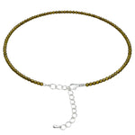 Green Cats Eye Anklet - 2mm Faceted Beads (Silver)