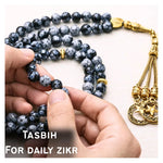 Snowflake Obsidian Crystal Tasbih (Gold)