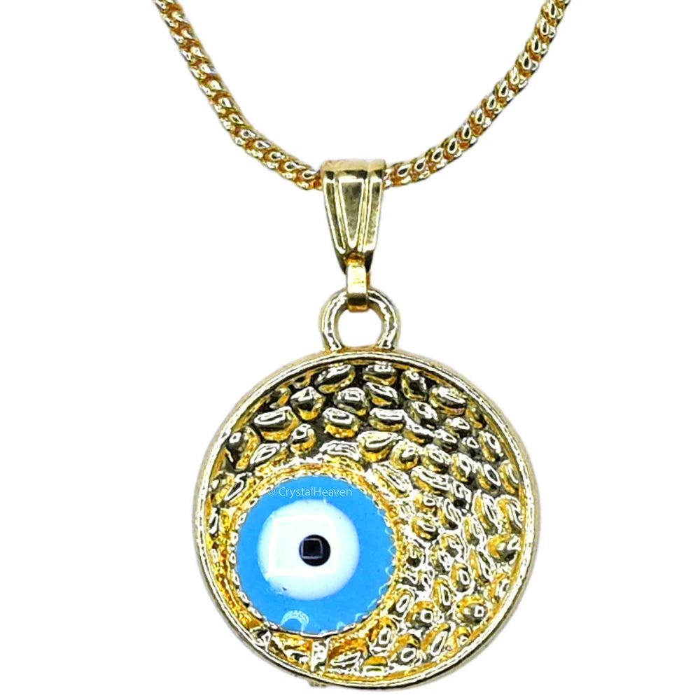Sky Blue Minimal Evil Eye Pendant Necklace