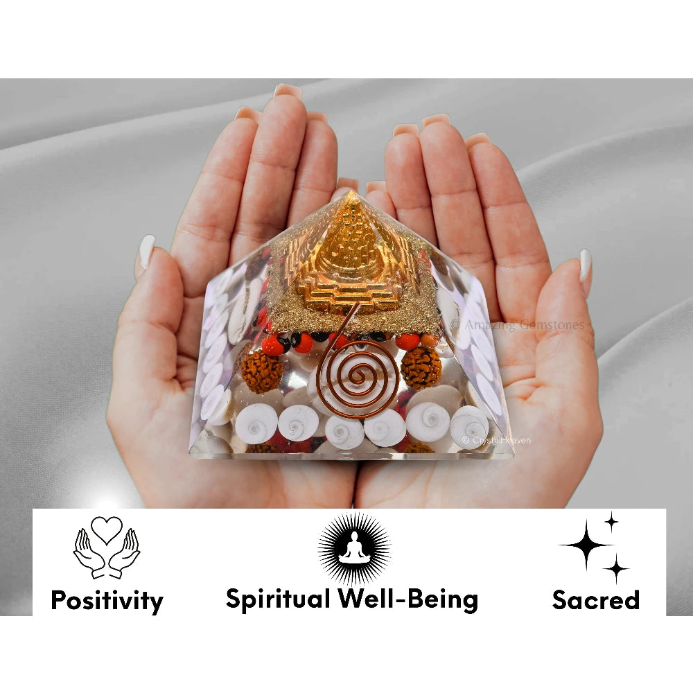 Laxmi Wealth Pyramid - Shree Yantra, Gomati Chakra, Rudraksha, Kodi (Regular)