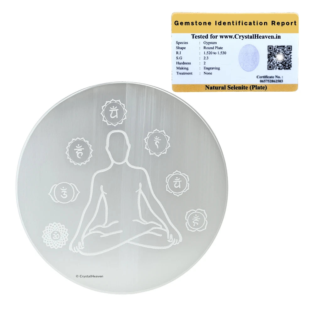 Selenite Charging Plate with Buddha (4 Inch)