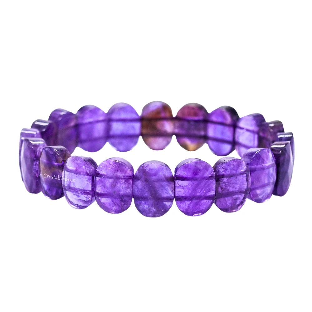 Amethyst Faceted Beads Bracelet - Oval Stone