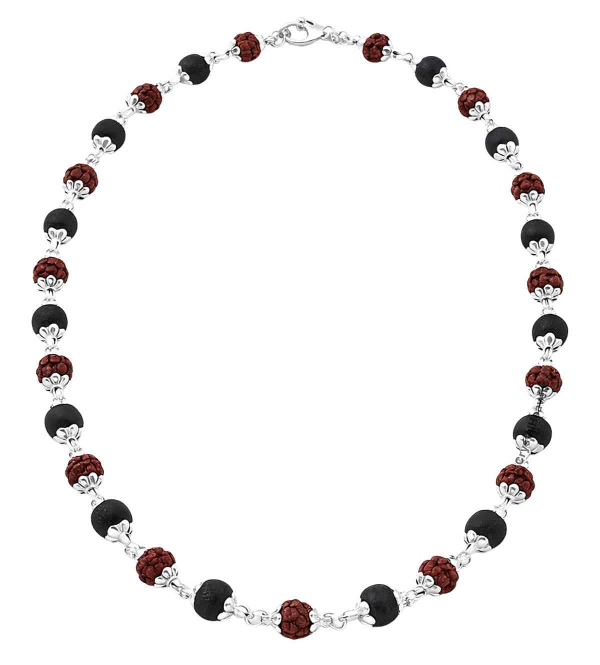 6mm Rudraksha Karungali Necklace - Classic Silver Chain