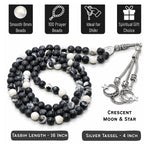 Black and White Jasper Crystal Tasbih (Silver)