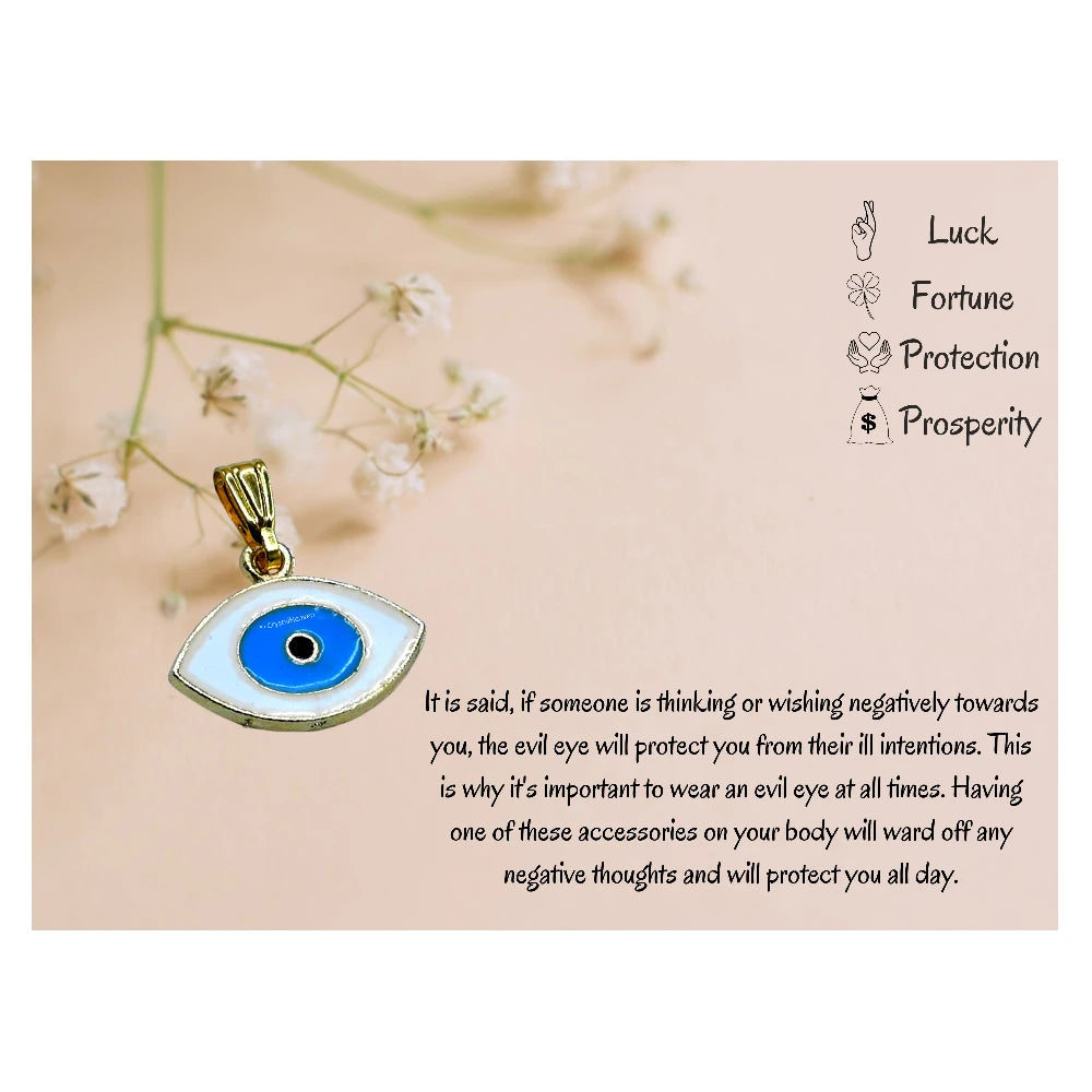 White Evil Eye Pendant Necklace (Gold)