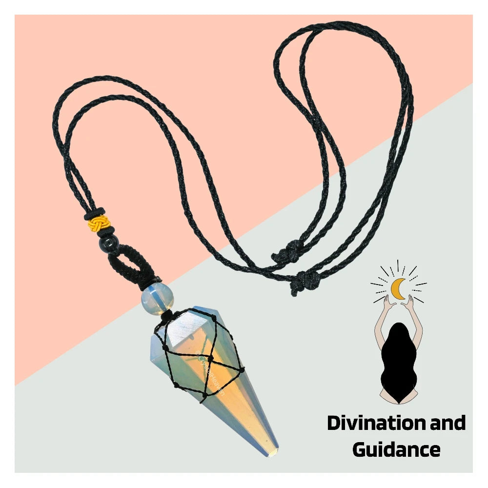 Opalite Pendulum Pendant Necklace (Macrame)