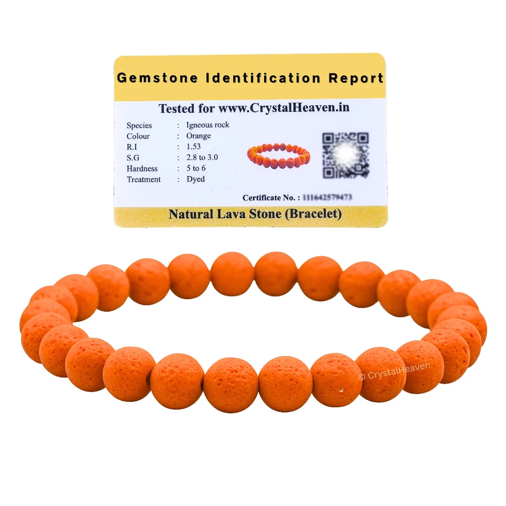 Orange Lava Stone Bracelet (Elastic)