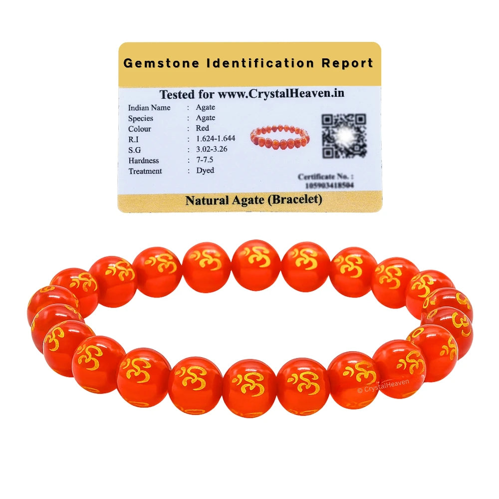 Red Agate OM Bracelet (Elastic)