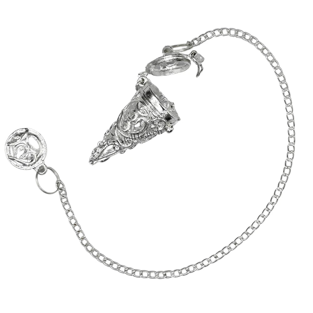 Metal Brass Pendulum - Silver Om Chamber Cone (MP106)