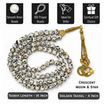 Dalmatian Jasper Crystal Tasbih (Gold)
