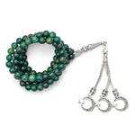 Moss Agate Crystal Tasbih (Silver)