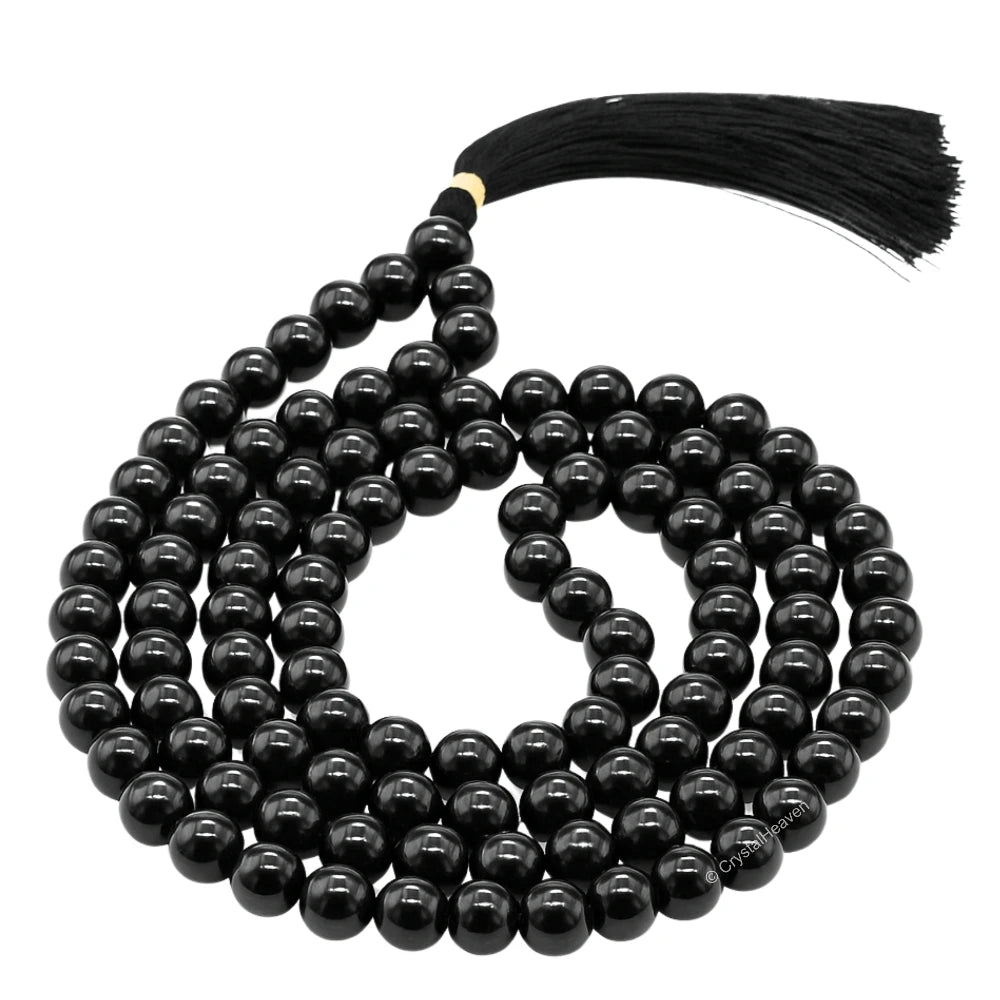 Black Tourmaline Japa Mala (Without Knot)