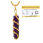 Lepidolite Necklace - Spiral Pencil Point (Gold)