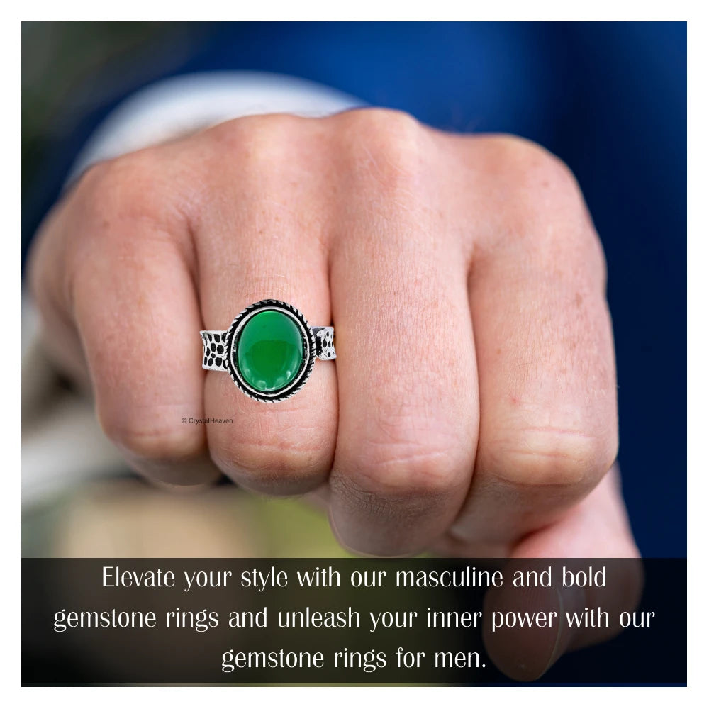 Green Aventurine Onyx Ring (Silver/Oval)