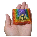 7 Chakra Onyx Orgone Pyramid (Round Tree Of Life)