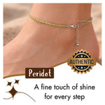 Peridot Anklet - 2mm Faceted Beads (Silver)