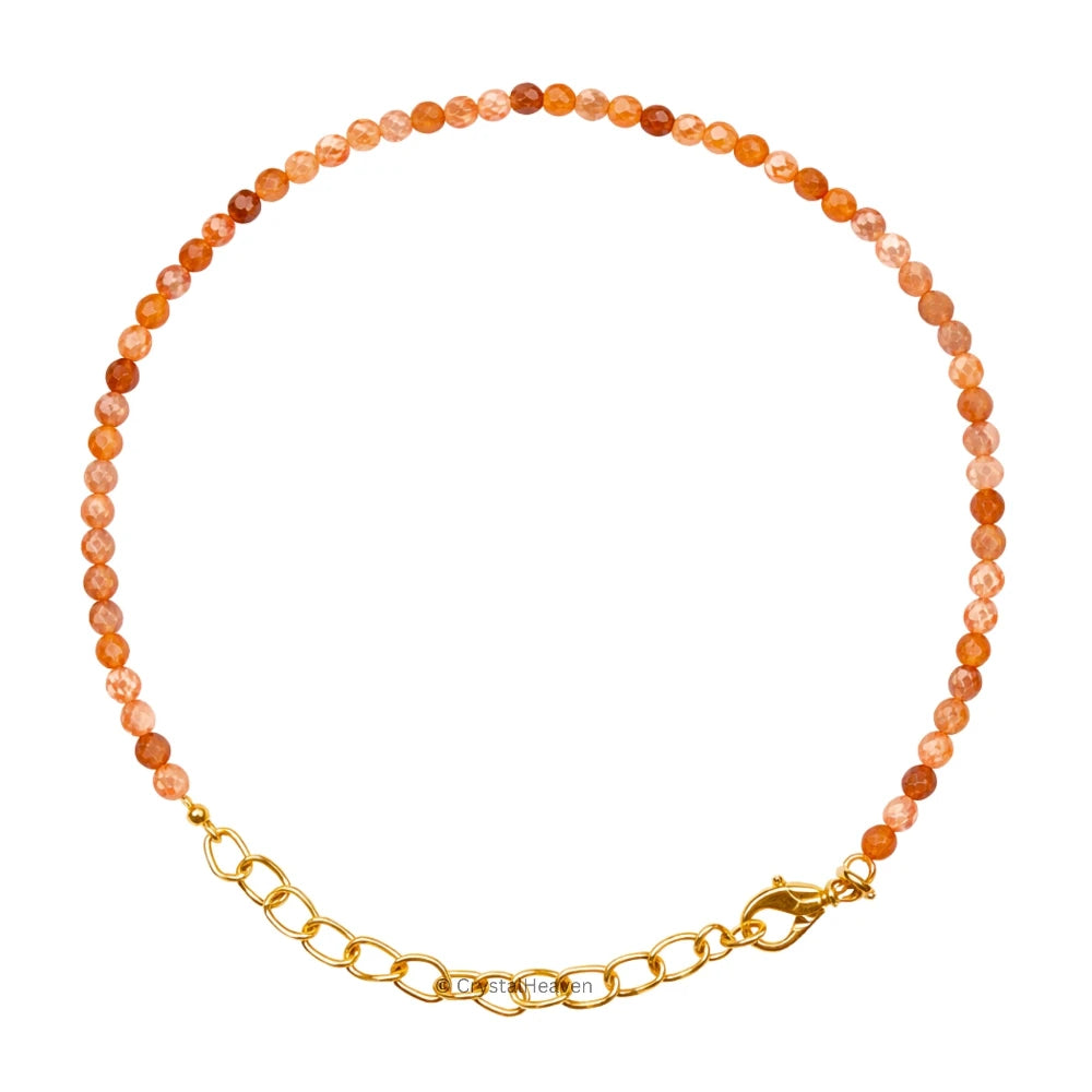 Orange Rutilated Quartz Bracelets - 2mm Faceted Beads (Gold)
