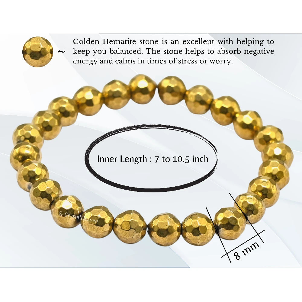 Golden Hematite Bracelet (Faceted-Stretchable)