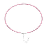 Pink Strawberry Anklet - 2mm Faceted Beads (Silver)