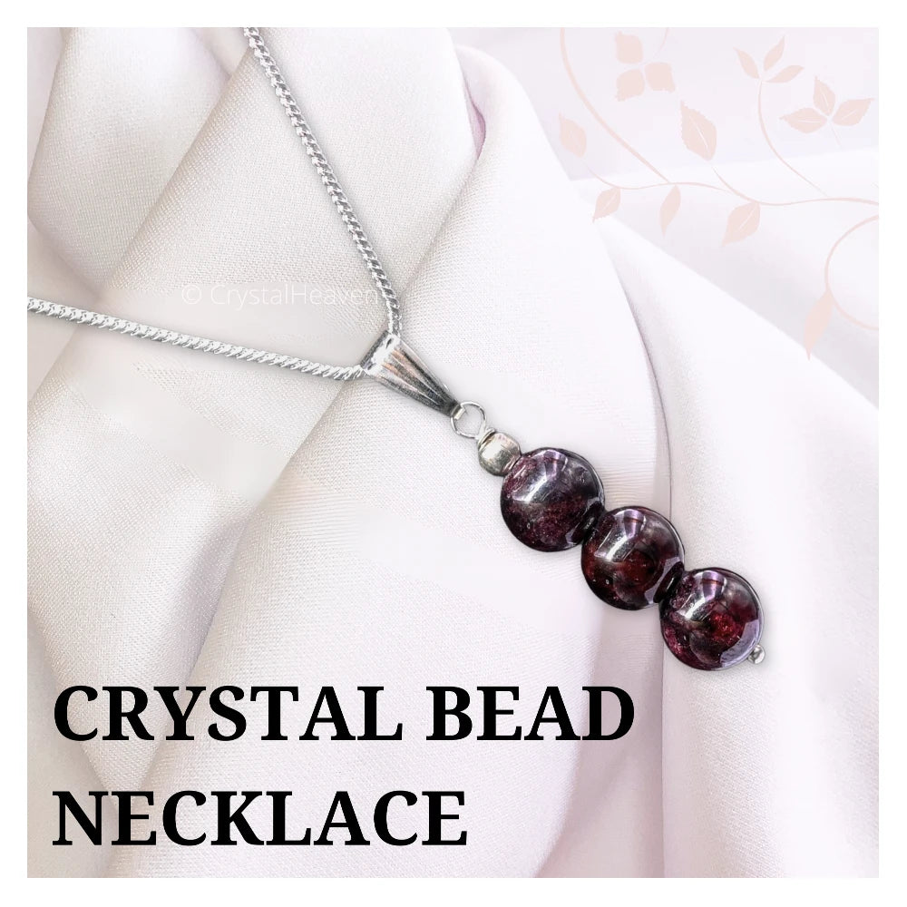 Garnet Crystal Bead Necklace (Silver)