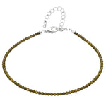 Green Cats Eye Anklet - 2mm Faceted Beads (Silver)