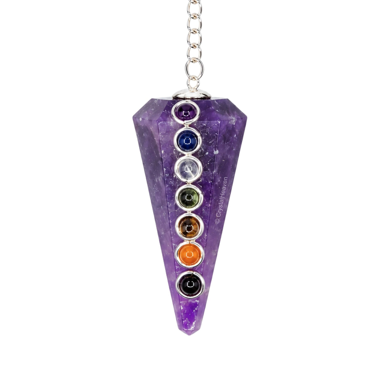 Lepidolite Pendulum with Chakra Beads