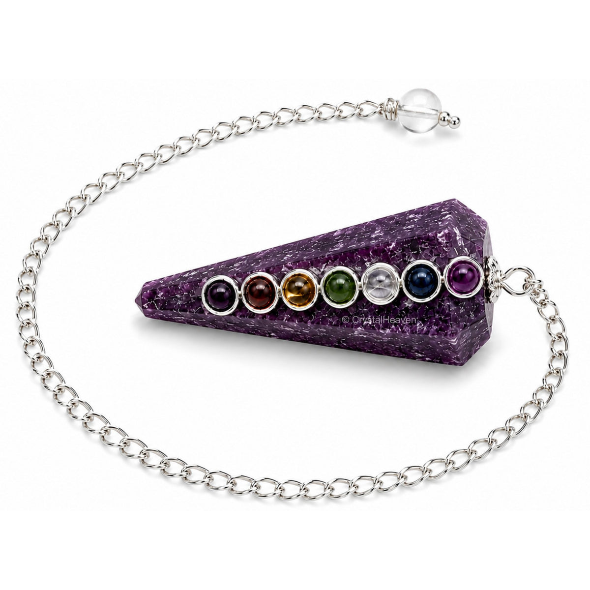 Lepidolite Pendulum with Chakra Beads
