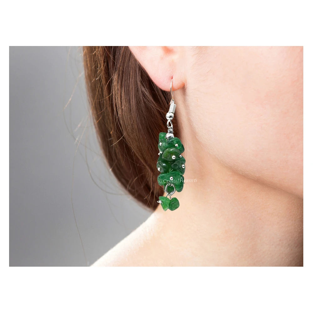 Green Aventurine Crystal Earrings (Gold)